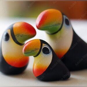 🌺HOST PICK🌺 Handmade And Handpainted pottery Toucan Family from Guatemala